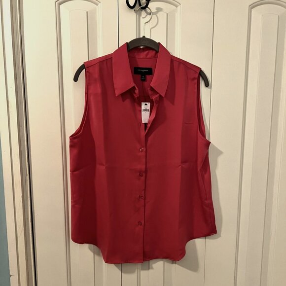 Banana Republic Tops - Red Banana Republic Silky Collared Top Size L NWT